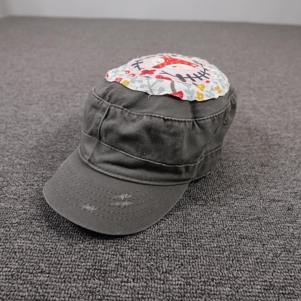 KinderCaps Hat Army Cap Strap‎ Back Kids Adjustable Girls Gray Fox Patch